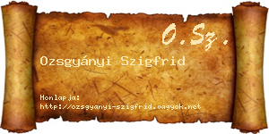 Ozsgyányi Szigfrid névjegykártya